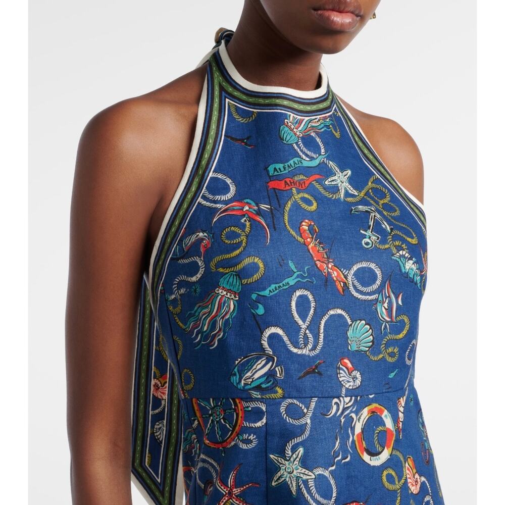 Alemais Cove printed halterneck linen minidress - Picture 4 of 7
